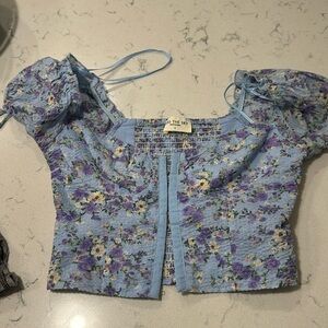 Floral blue purple urban outfitters corset like top